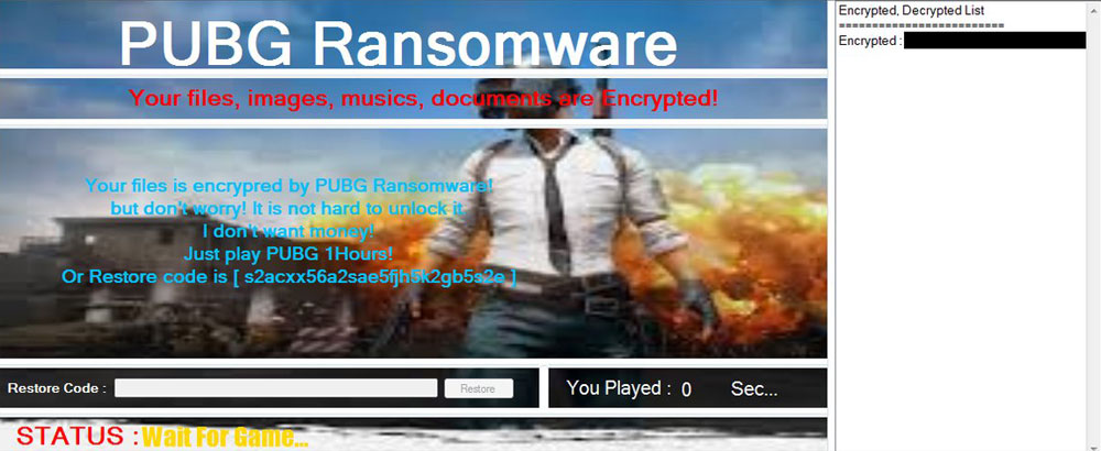 PUBG Encrypted Ransomware